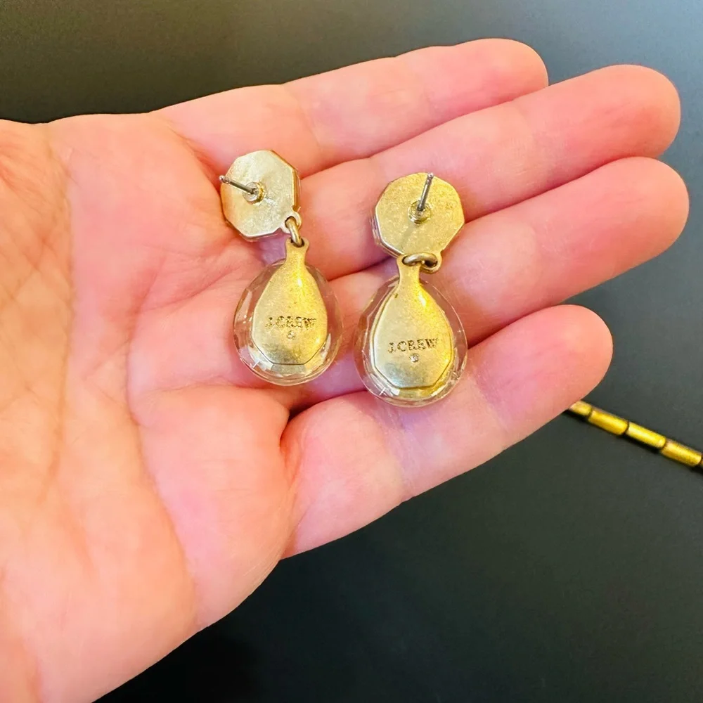 NWT Luxe Party Minimalist J. Crew Crystal Pear-shaped drop statement earrings - Picture 5 of 17
